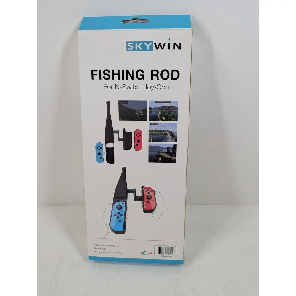 Skywin Fishing Rod for Nintendo Switch Joy-Con SW-NSFR-419 Black ABS Accessory‎